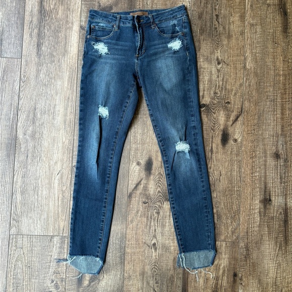 Leith Pants - Leith Distressed Mid-Rise Skinny Medium Denim Stretch Jeans Women's Size 26